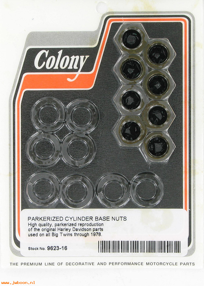C 9623-16 (    7839 / 0134): Cylinder base nut kit - Big Twins '30-early'78, Colony, in stock