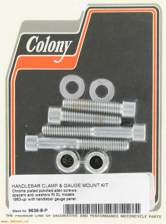 C 9636-8-P (): Handlebar clamp screw kit, polished Allen - FX,XL 83-94, in stock