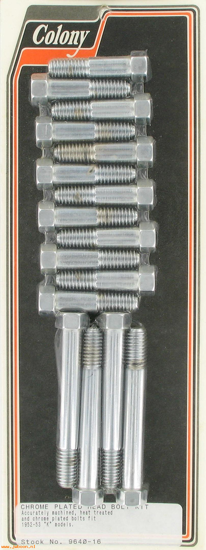 C 9640-16 (    4666 / 4718): Head bolt kit stock - Flathead 750cc K-model '52-'53, in stock