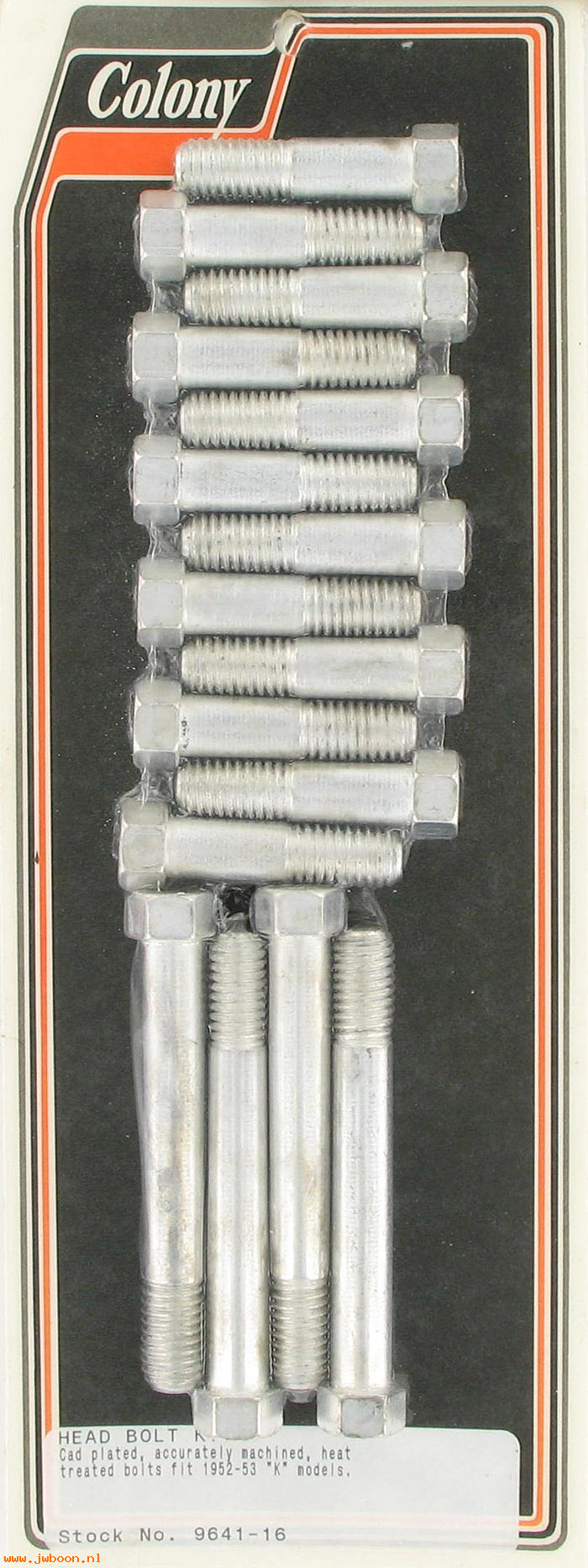 C 9641-16 (    4666 / 4718): Head bolt kit stock - Flathead 750cc K-model '52-'53, in stock