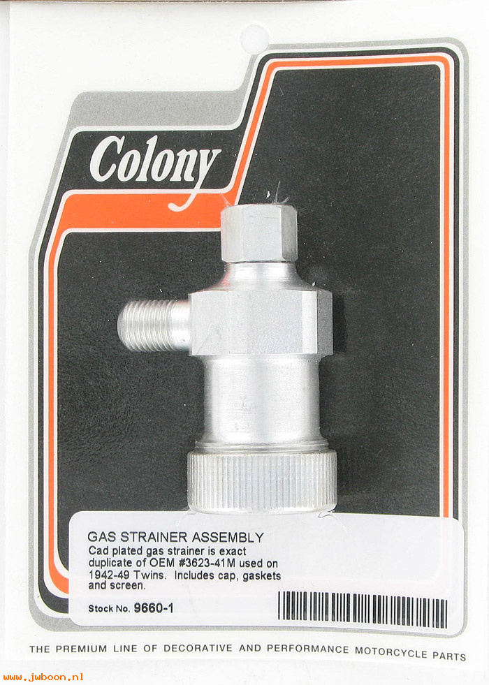 C 9660-1 (62250-41 / 3623-41M): Gas strainer, with screen and cap - All models '42-'49, in stock