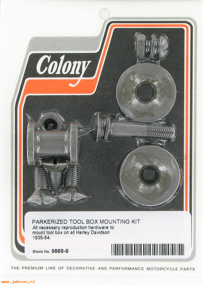 C 9669-9 (64472-35 / 64474-40): Tool box mounting kit - All models '35-'64 Colony, in stock