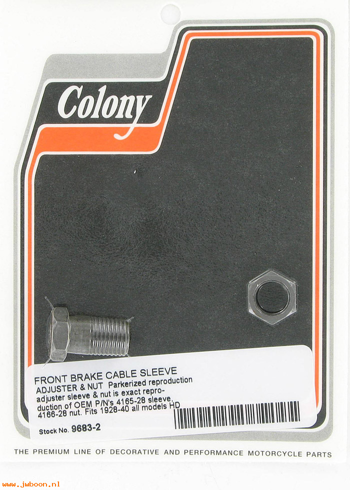C 9683-2 (38674-28 / 4165-28): Front brake cable adjuster and nut - All models '28-'40, in stock