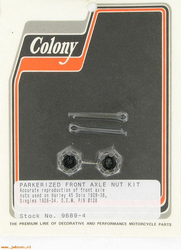 C 9689-4 (    7809 / 0128): Front axle nuts (2) - Singles '26-'34. 750cc '29-'36, in stock