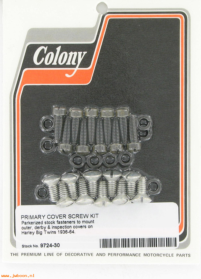 C 9724-30 (    1210 / 2268): Primary cover screw kit - Big Twins '36-'64, in stock Colony