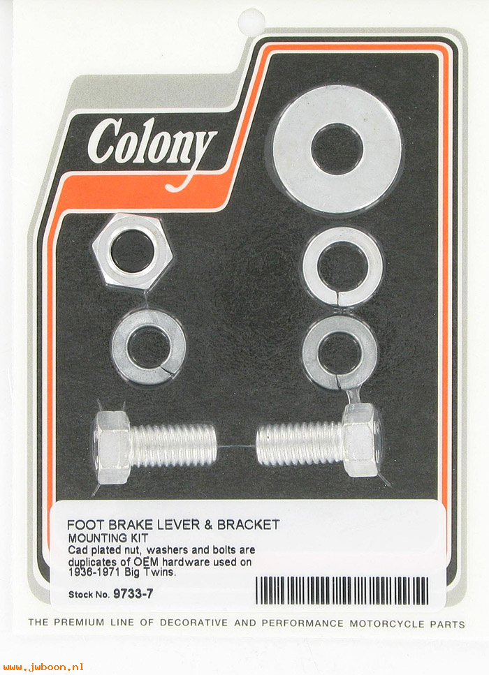 C 9733-7 (    4293 / 070): Foot brake lever & bracket mtg kit - Big Twins '36-'71, in stock