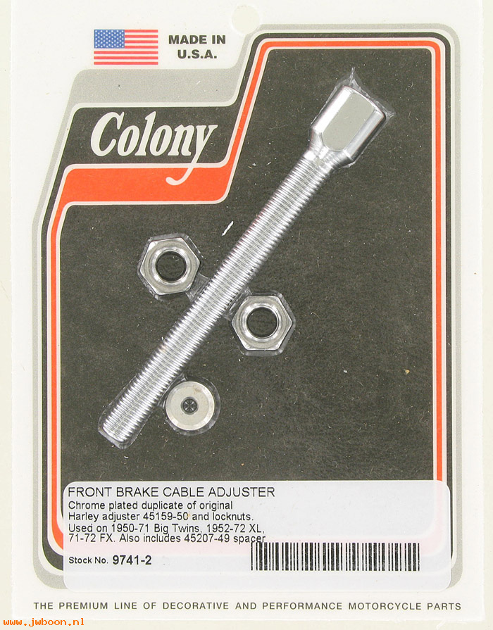 C 9741-2 (45159-50): Front brake cable adj.screw&nut-K,KH,XL 54-72. EL,FL,FX. Golf car