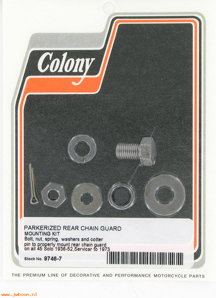 C 9746-7 (60350-36 / 524-25): Rear chain guard mtg kit, 1038 CP bolt - 750cc '36-'52, in stock