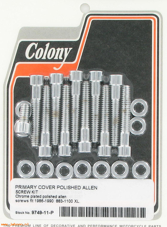 C 9749-11-P (): Primary cover screw kit, polished Allen - XL 883/1100 '86-'90