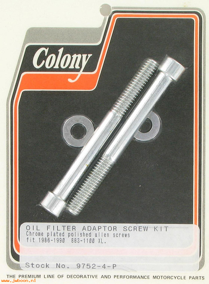 C 9752-4-P (): Oil filter adapter screw kit,polished Allen - XL 883/1100 '86-'90