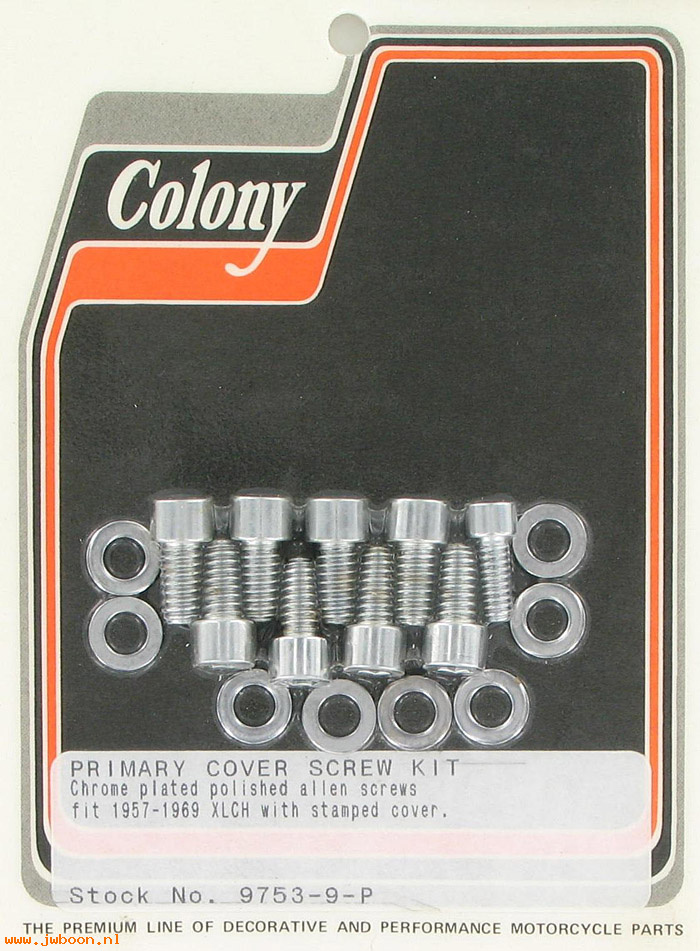 C 9753-9-P (): Primary cover screw kit, polished Allen - XLCH '57-'69,w.st.cover
