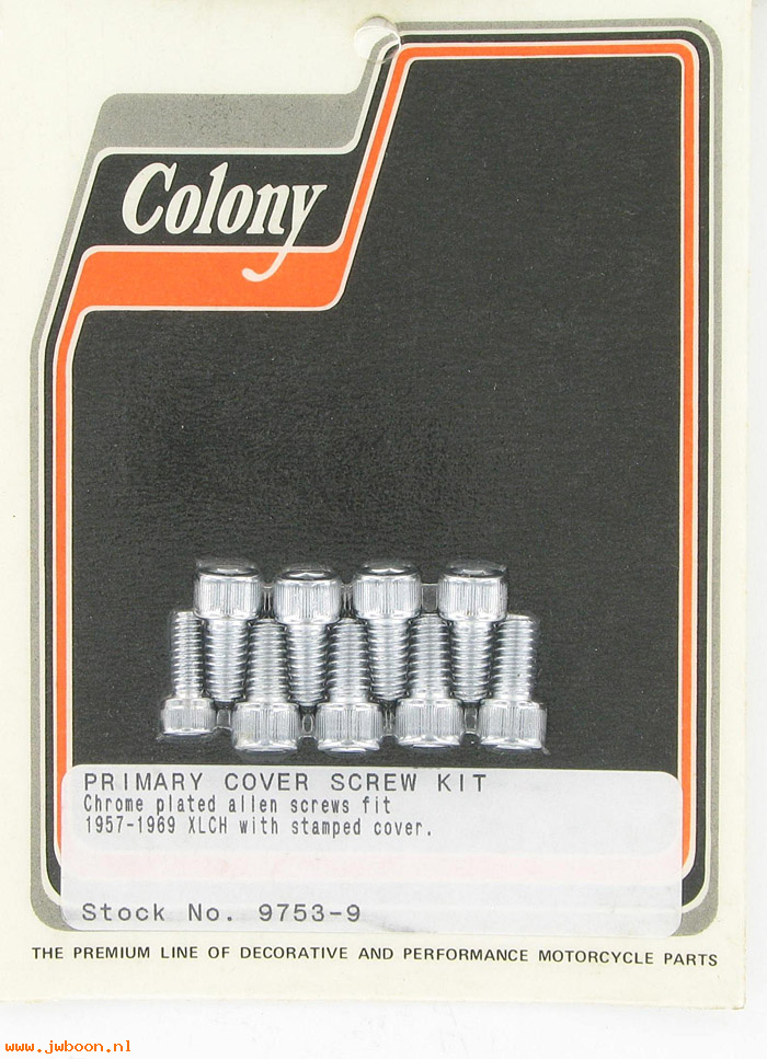 C 9753-9 (): Primary cover screw kit, Allen - XLCH '57-'69, with stamped cover