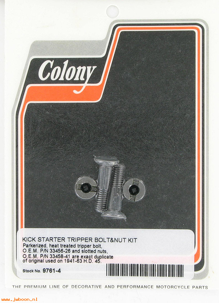 C 9761-4 (33456-26 / 33458-41): Tripper bolt and nut kit - Singles '26-'34. 750cc 29-63, in stock
