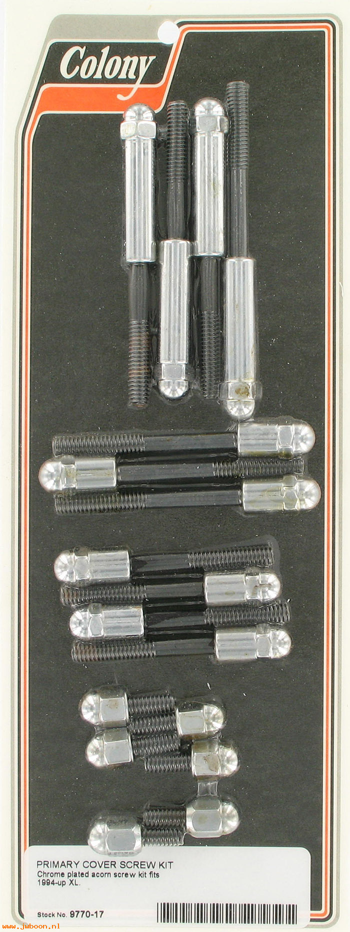C 9770-17 (): Primary cover screw kit, acorn - Sportster XL's '94-'03, in stock