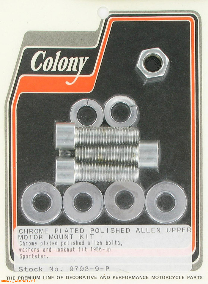 C 9793-9-P (): Upper motor mount kit, polished Allen - XL's '86-'03, in stock