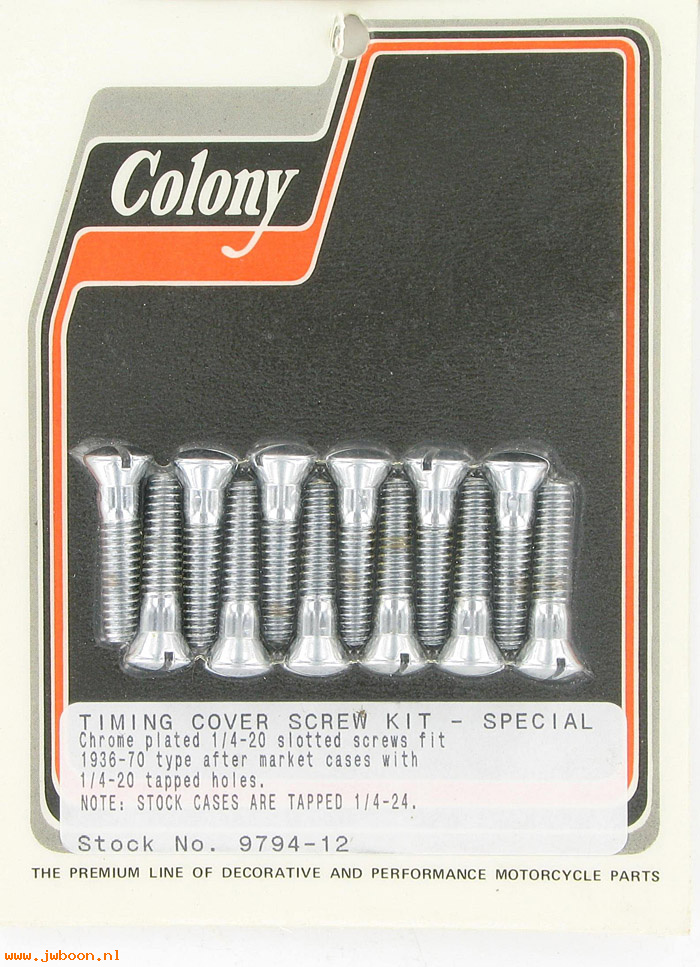 C 9794-12 (    2341 / 056): Timing cover screws, 1/4"-20, custom cases - FL '36-'69, in stock