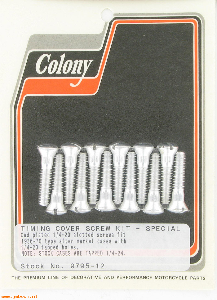 C 9795-12 (    2341 / 056): Timing cover screws, 1/4"-20, custom cases - FL '36-'69, in stock