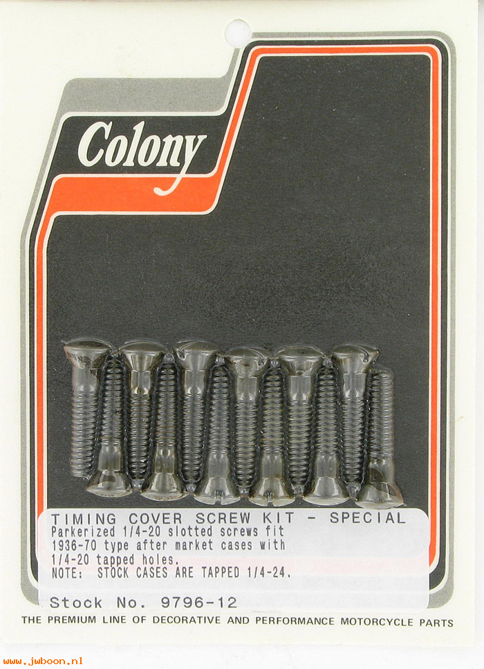 C 9796-12 (    2341 / 056): Timing cover screws, 1/4"-20, custom cases - FL '36-'69, in stock