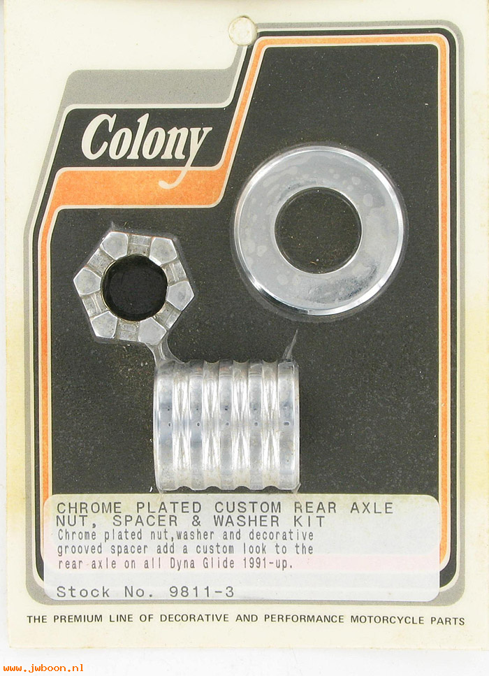 C 9811-3 (): Rear axle nut and spacer kit, custom grooved - FXD '91-'99