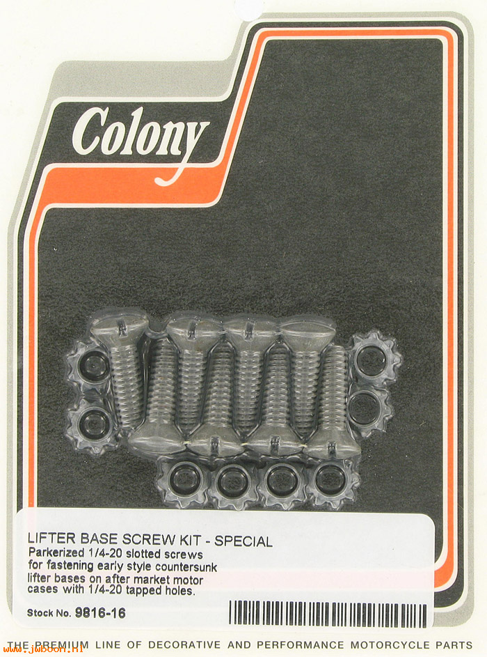 C 9816-16 (    2329 / 057): Lifter base screw kit 1/4"-20, custom thread - EL, FL '36-'75