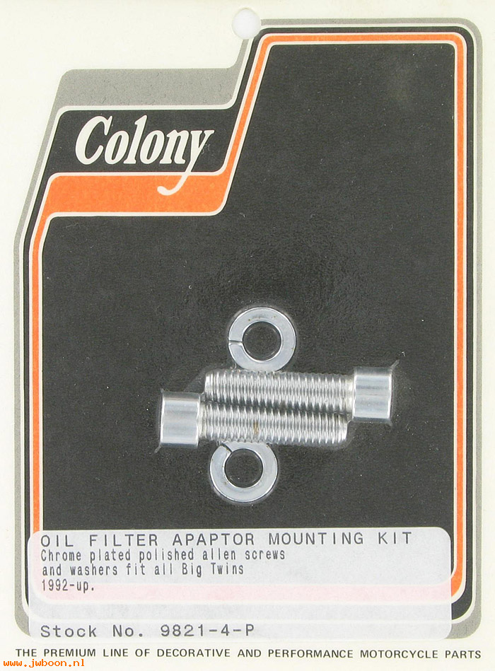 C 9821-4-P (): Oil filter adapter mount kit, polished Allen - Evo 1340cc '92-'99