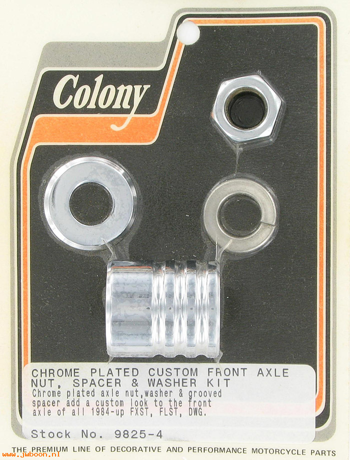 C 9825-4 (40910-84A): Front axle nut and spacer kit, custom grooved - FXST, FXD, FXDWG