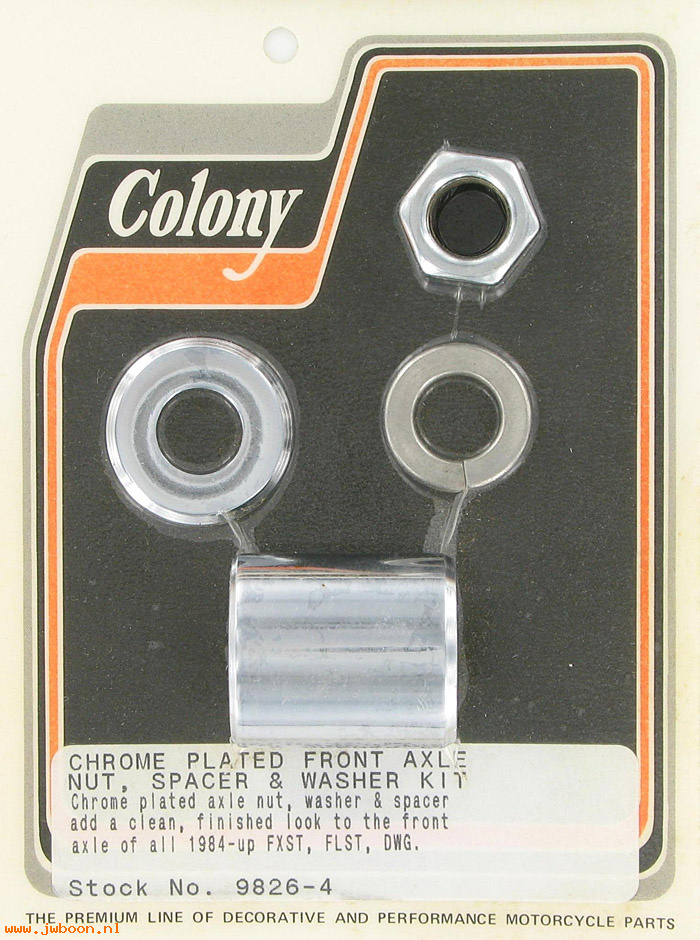 C 9826-4 (40910-84A): Front axle nut and spacer kit - FXST, FXD 84-96. FXDWG 84-94