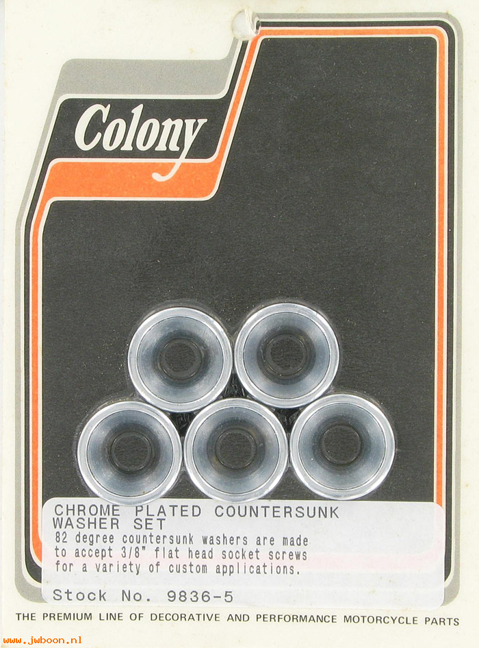 C 9836-5 (): 3/8" countersunk washer set (5) Colony in stock ready to ship