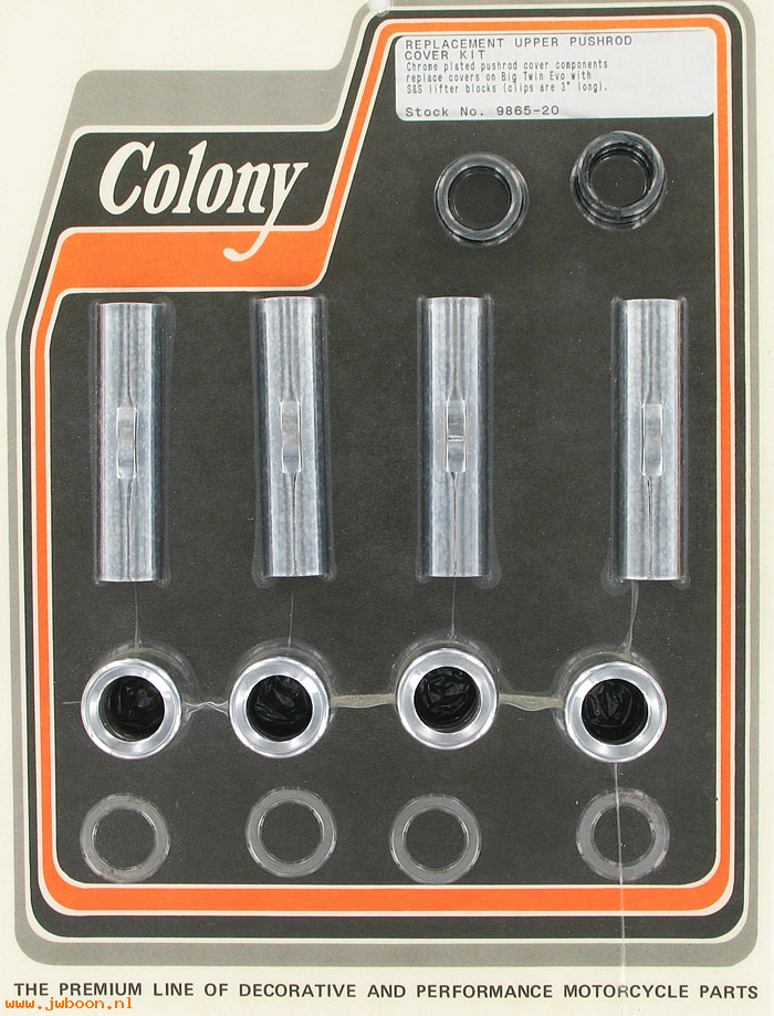 C 9865-20 (): Upper pushrod cover kit, fit S&S lifter blocks, in stock
