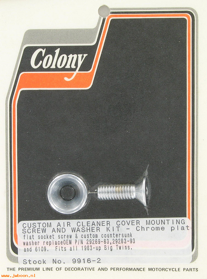 C 9916-2 (): Air cleaner cover mounting kit,c/sunk washers - Big Twins '83-