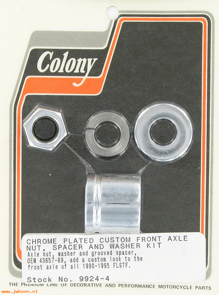 C 9924-4 (): Front axle nut and spacer kit, custom grooved - FLSTF '90-'95