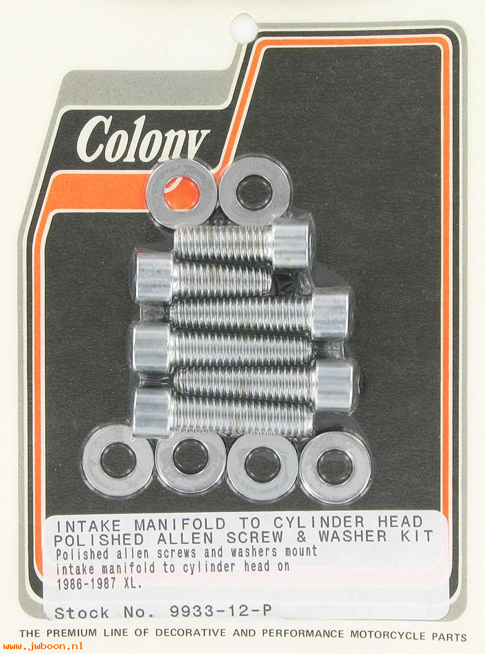C 9933-12-P (): Manifold mounting screws, polished Allen - XL '86-'87, in stock