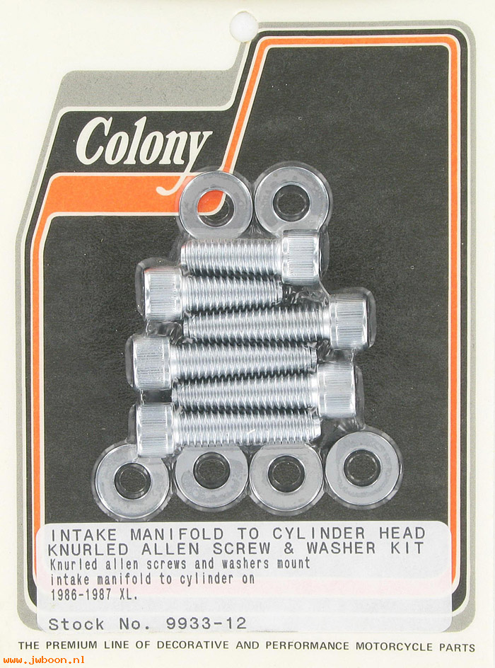 C 9933-12 (): Manifold mounting screws, knurled Allen - XL '86-'87, in stock
