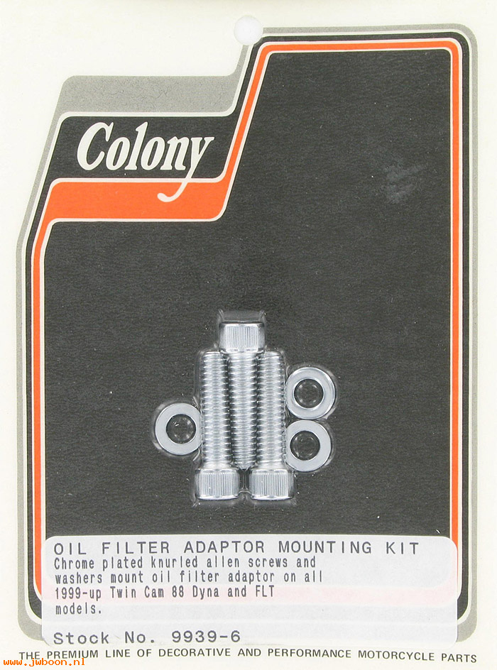 C 9939-6 (): Oil filter adapter mount kit, Allen - Twin Cam, FXD, FLT '99-