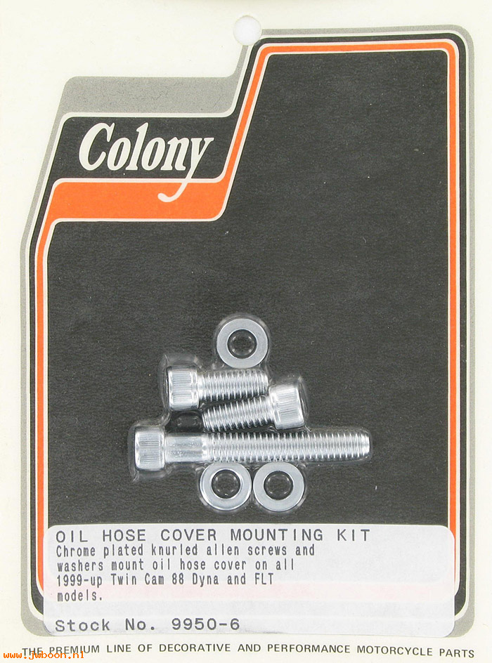 C 9950-6 (): Oil hose cover mounting kit, knurled Allen - Twin Cam 88 in stock