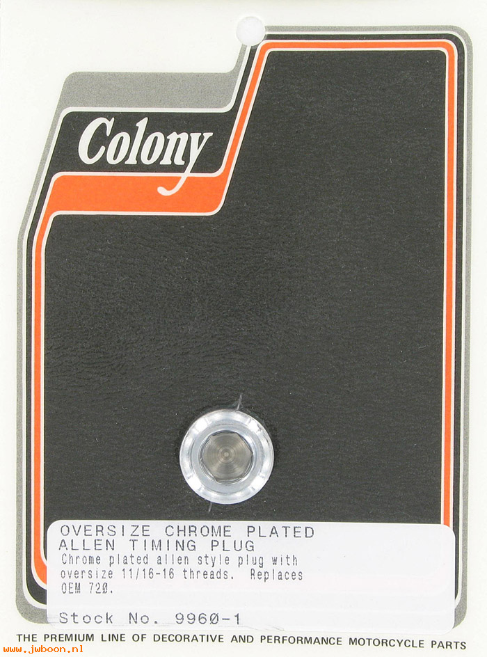 C 9960-1 (     720): Timing plug, oversize 11/16"-16 , Allen - FL, FX '70-  XL '72-