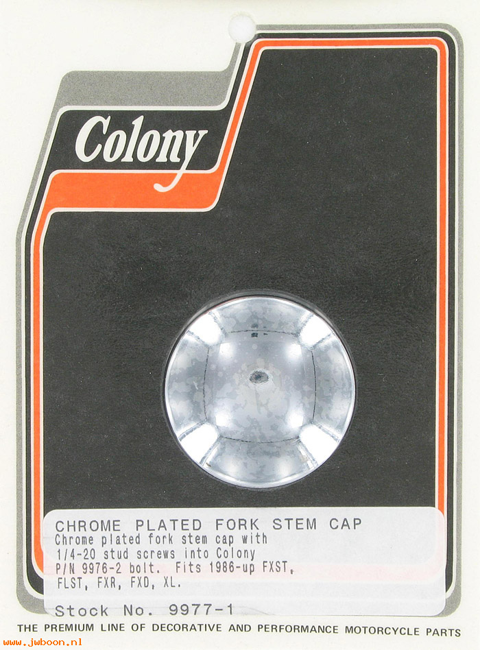 C 9977-1 (): Fork stem cap, in stock Colony - FLST, FXR, FXD, XL '86-