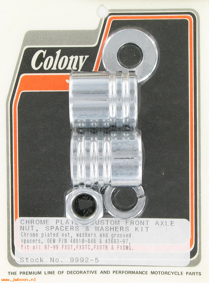 C 9992-5 (40910-84B / 43683-97): Front axle spacer kit, custom grooved - FXST, FXDWG '97-'99
