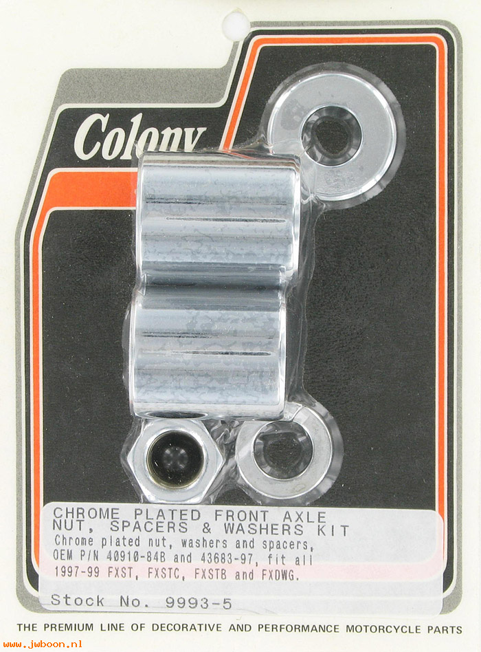 C 9993-5 (40910-84B / 43683-97): Front axle spacer kit - FXST, FXDWG '97-'99 Colony in stock