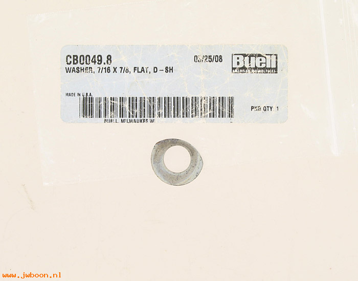   CB0049.8 (    6124Y): Washer, flat, 7/16" x 7/8," D-shape - NOS