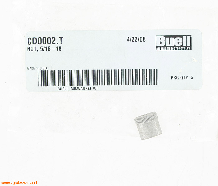   CD0002.T (CD0002.T): Nut, 5/16"-18 - NOS - Buell S3, X! 2002