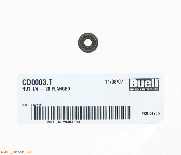   CD0003.T (CD0003.T): Nut, 1/4"-20  flange - NOS - Buell Blast
