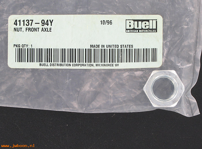   D1600.1FZ (41137-94Y): Nut, front axle - NOS - Buell S2,S3,S1,X1 95-02