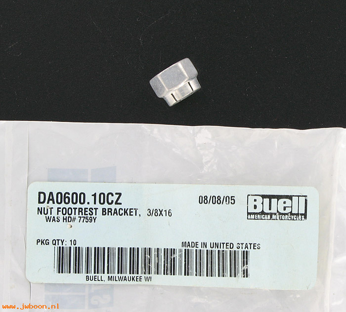   DA0600.10CZ (    7759Y): Flexlock nut, 3/8"-16, footrest bracket - NOS - Buell S3,X1 00-02