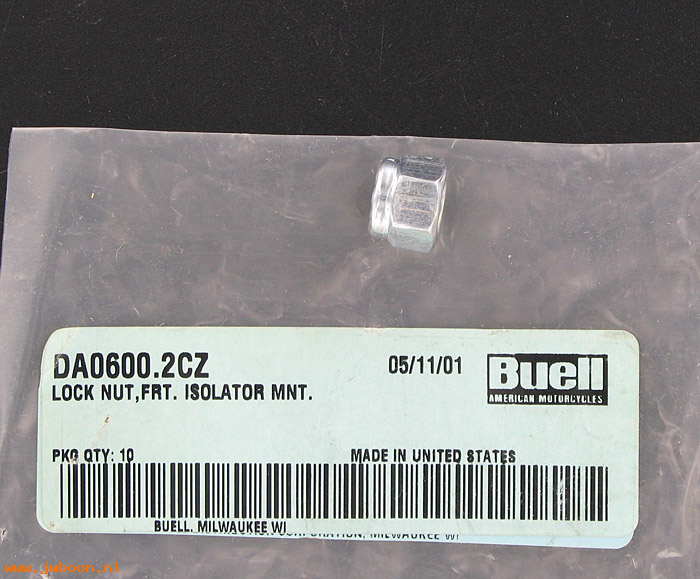   DA0600.2CZ (    7750Y): Lock nut, 3/8"-16 - NOS - Buell S2, S3, S1 '95-'98