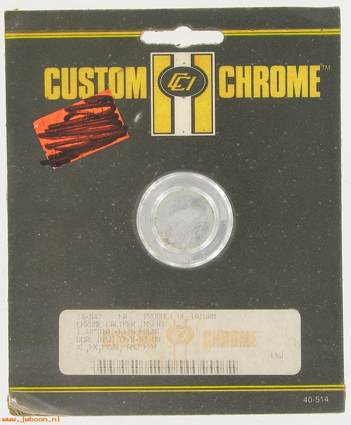 D CC10-842 (): Custom Chrome caliper insert 1.40" diameter, in stock