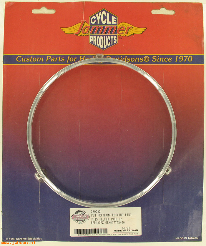 D CS330053 (67765-60): Chrome Specialties Jammer Cycle Products headlamp retaining ring