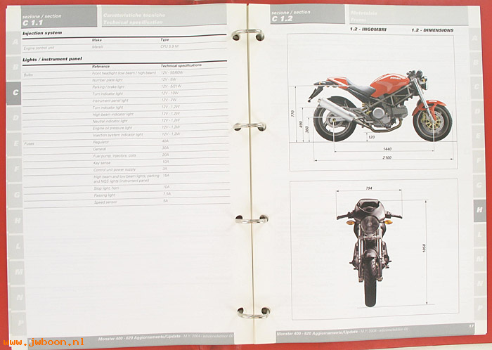 D D16 (): Ducati Monster 400 / 620 original workshop manual 2004