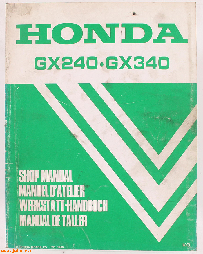 D H75 (): Honda GX240 / GX340 original shop manual, werkplaatsboek 1985