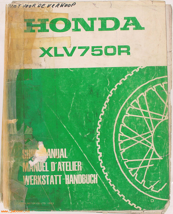 D H89 (): Honda XLV750R original shop manual, werkplaatsboek, 1983